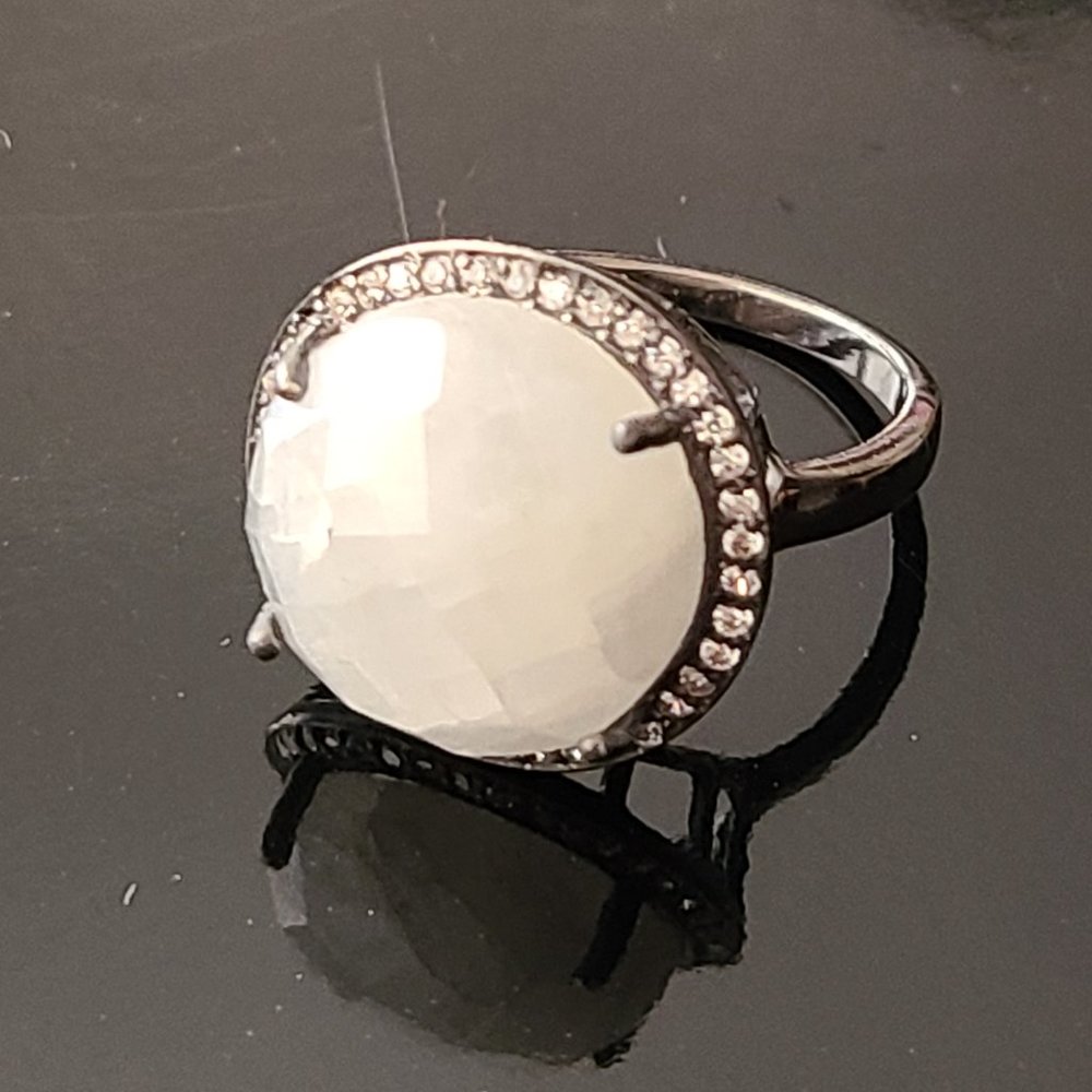 Moonstone Ring Size 8 Sterling silver oxidized -Rare ring -Fashion Jewelry - Picture 4 of 9